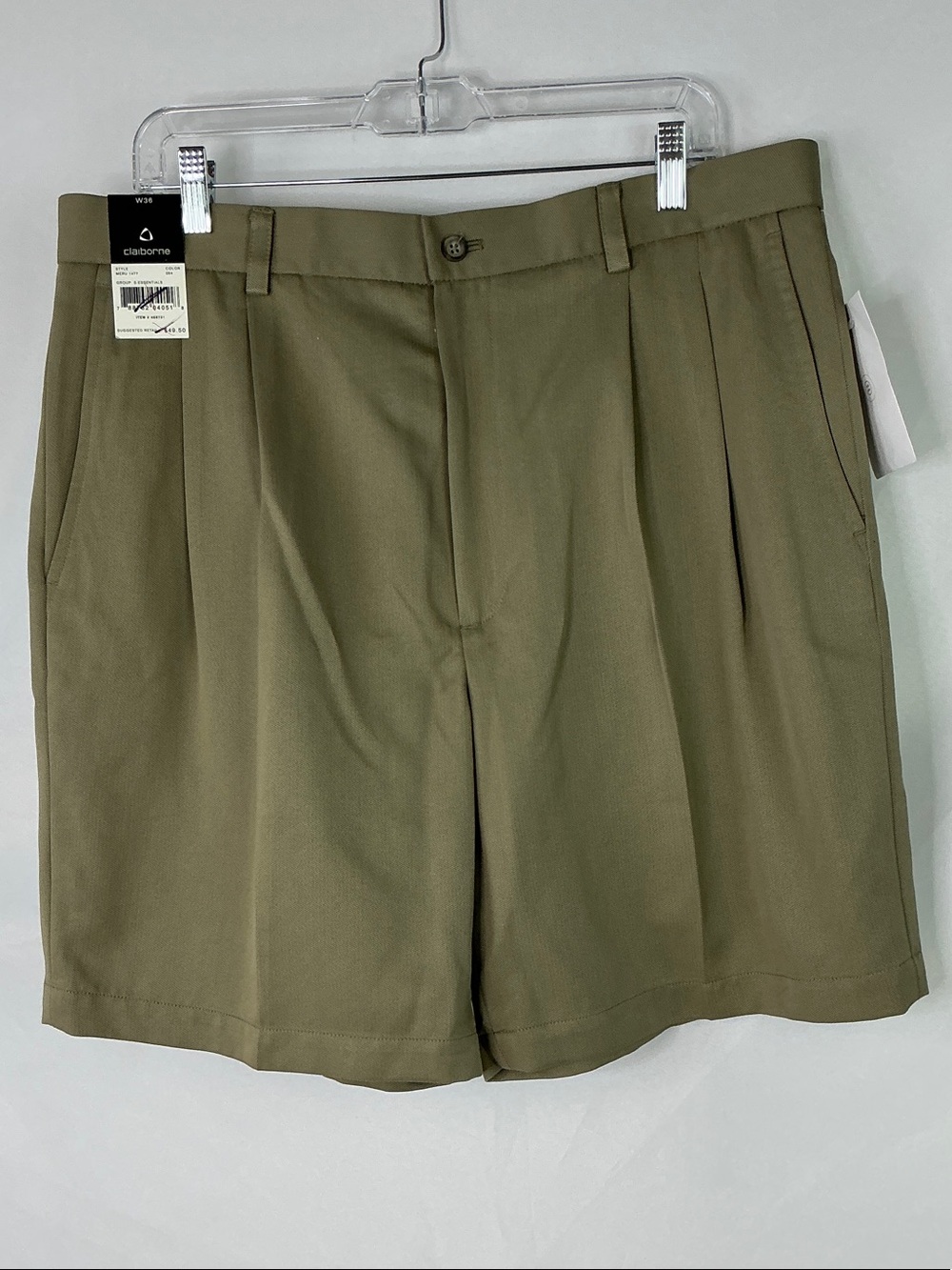 Claiborne Olive Green Pleated Men's Shorts Size 36 NWT